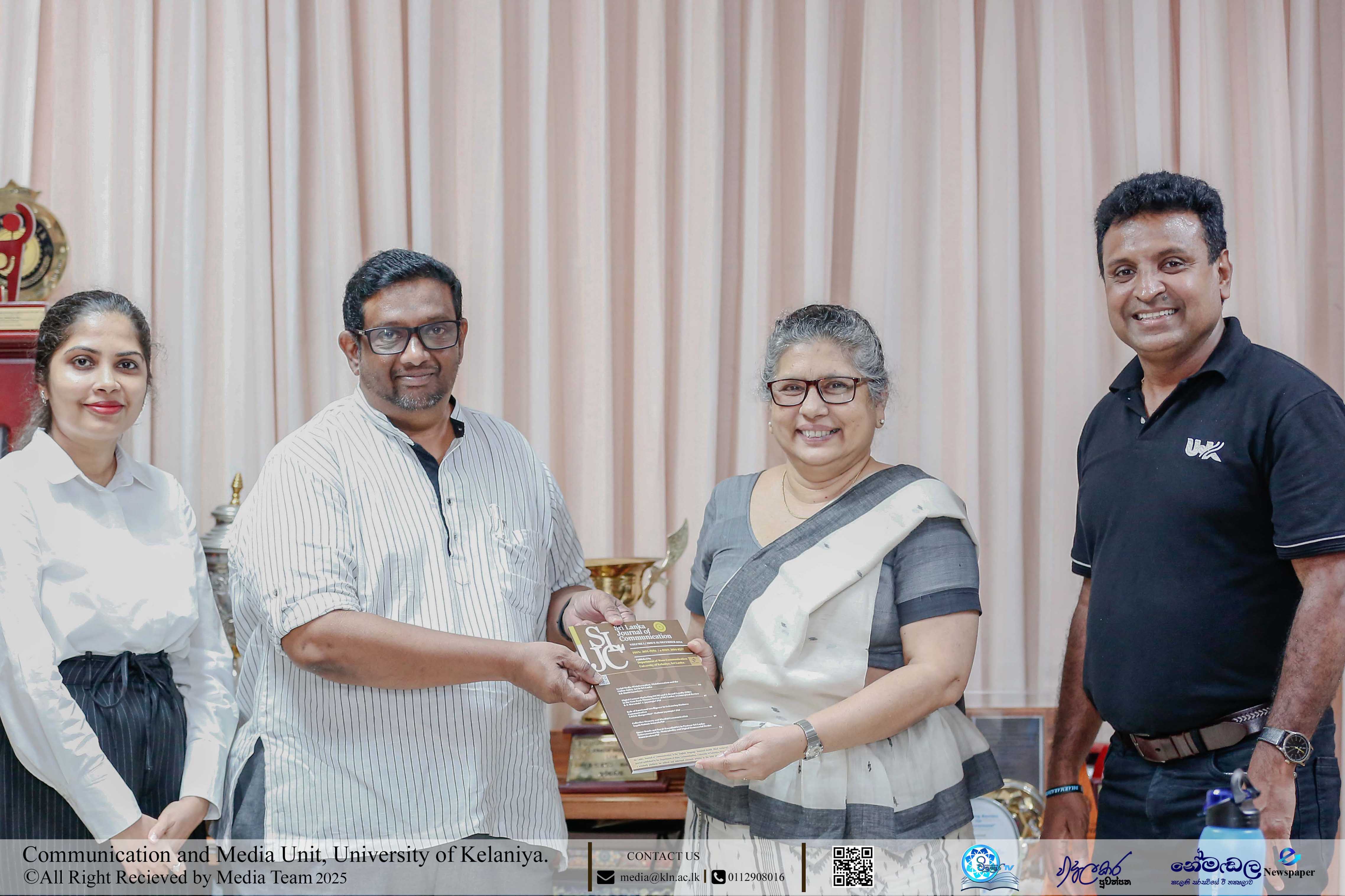 The Department of Mass Communication Officially Presents the Second Issue of the Sri Lanka Journal of Communication to the Vice-Chancellor